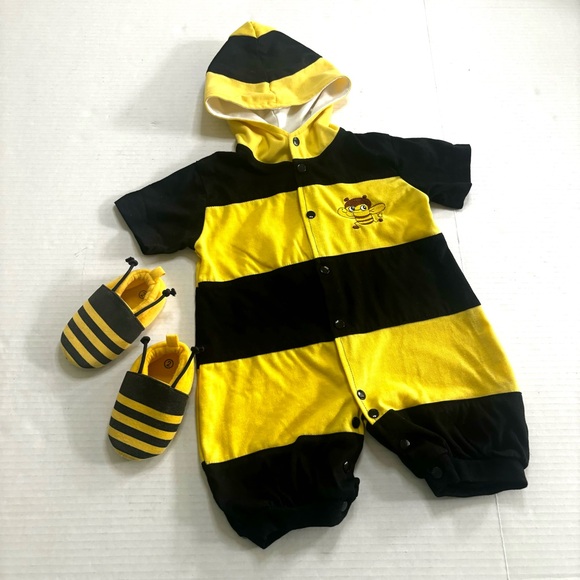 Bumblebee Baby Romper Halloween Costume Hooded Jumpsuit with‎ Shoes Size M/6mo - Picture 1 of 16